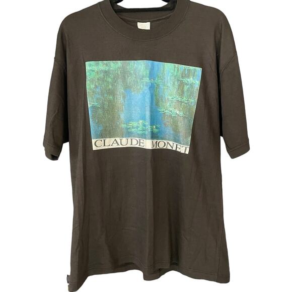 Vintage 90s Claude Monet Water Lillies Art Euro Shirt Adult XL